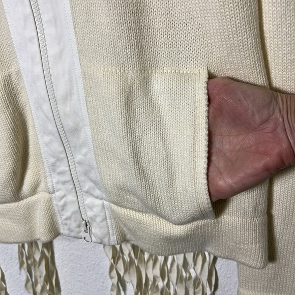 Akris Punto Cream Cashmere Blend Zip Front Knit Sweater Jacket US10 - Picture 10 of 15